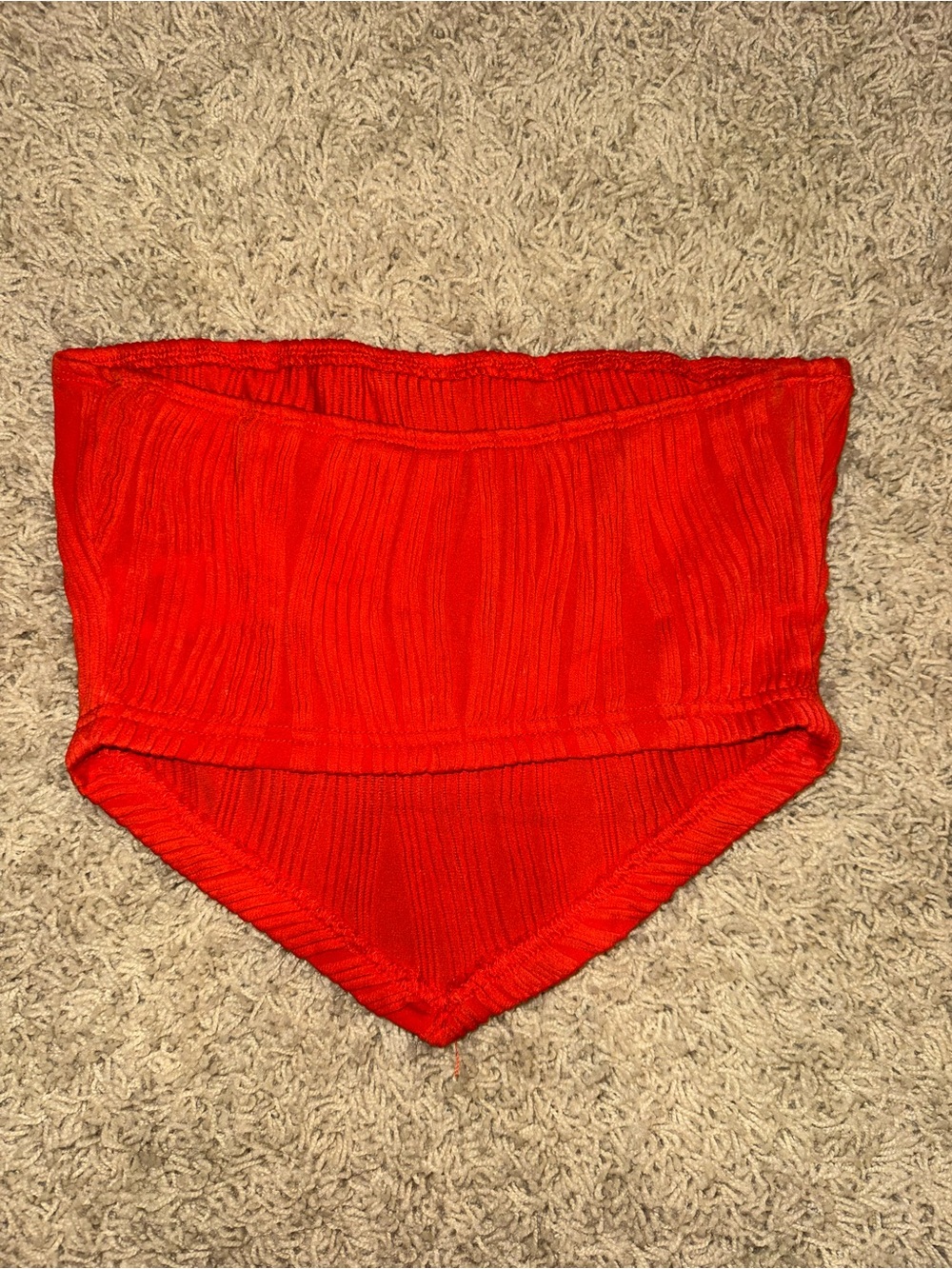 Red Ribbed Bandeau Top - Picture 2 of 4